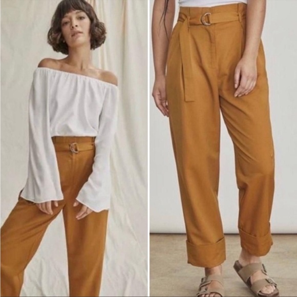 NWT Elizabeth and James Pleated High Rise Belted Pants Size 2 - Picture 1 of 13